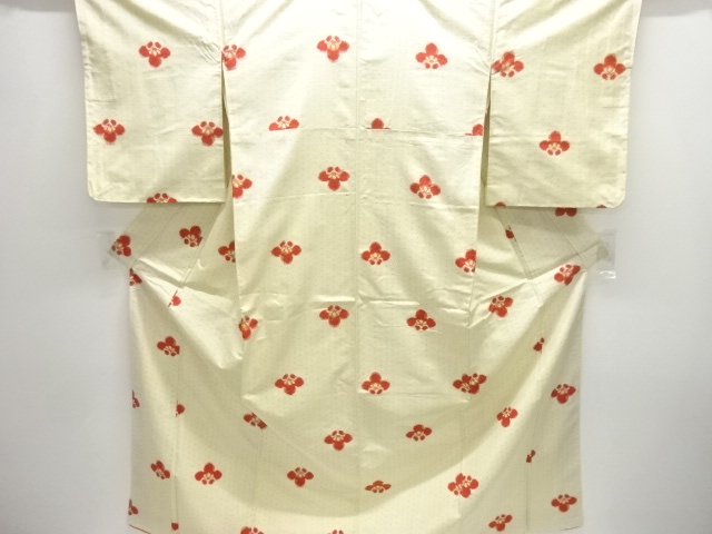 JAPANESE KIMONO / TSUMUGI / UNUSED / WOVEN FLOWER