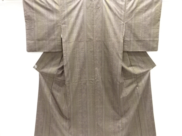 JAPANESE KIMONO / DORO OSHIMA TSUMUGI (5 maruki) / WOVEN ABSTRACT PATTERN 