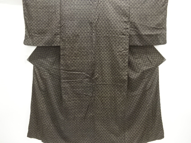 SALE!! JAPANESE KIMONO / ANTIQUE KIMONO / SILK / YUKI TSUMUGI / ABSTRACT RHOMBUS