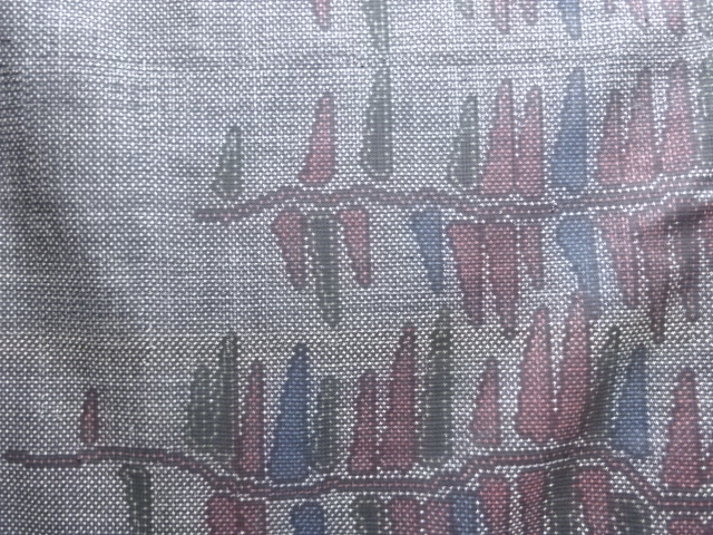 SALE!! JAPANESE KIMONO / ANTIQUE KIMONO / DORO OSHIMA TSUMUGI / WOVEN ABSTRACT PATTERN