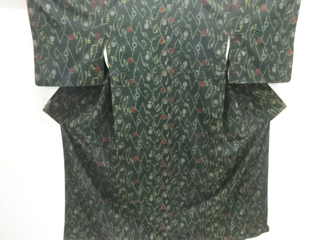 SALE!! JAPANESE KIMONO / ANTIQUE KIMONO / SILK / YUKI TSUMUGI / ABSTRACT PATTERN