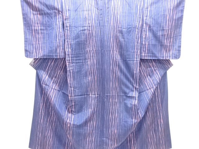 SALE!! JAPANESE KIMONO / ANTIQUE HITOE KIMONO / SILK / HAND WOVEN TSUMUGI / STRIPE & TATEWAKU