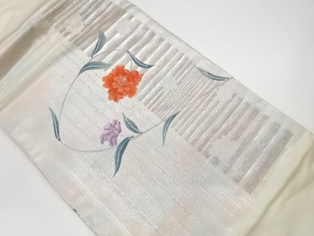 JAPANESE KIMONO / VINTAGE NAGOYA OBI / WOVEN FLOWERS