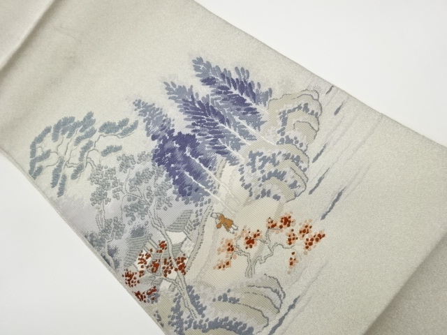 SALE!! JAPANESE KIMONO / VINTAGE NAGOYA OBI / WOVEN SCENERY OF HOUSE
