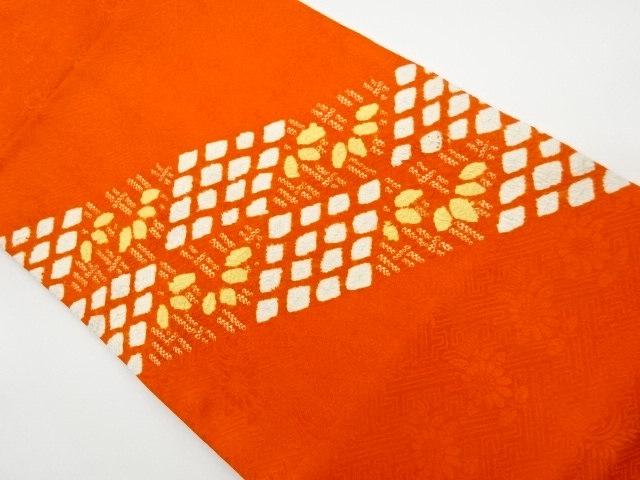 JAPANESE KIMONO / VINTAGE NAGOYA OBI / SHIBORI / ABSTRACT PATTERN