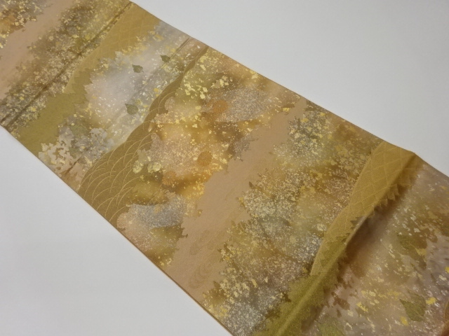 SALE!! JAPANESE KIMONO / VINTAGE FUKURO OBI / WOVEN CHRYSANTHEMUM