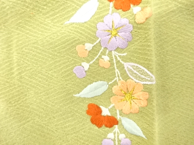 アンティーク　草花模様刺繍半衿