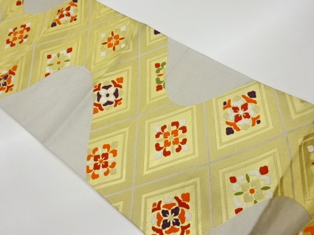 SALE!! JAPANESE KIMONO / VINTAGE FUKURO OBI / WOVEN FLOWER CREST