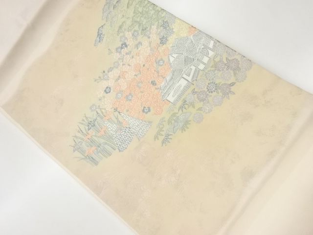 SALE!! JAPANESE KIMONO / VINTAGE NAGOYA OBI / WOVEN FLORAL PLANTS