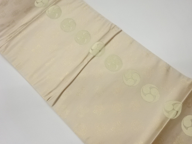 SALE!! JAPANESE KIMONO / VINTAGE FUKURO OBI / WOVEN FAMILY CREST