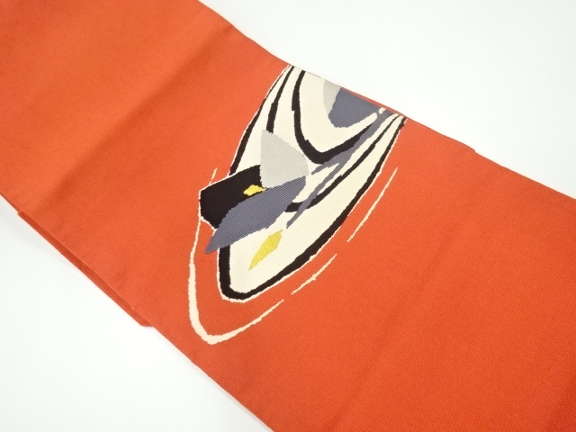 SALE!! JAPANESE KIMONO / ANTIQUE NAGOYA OBI / WOVEN STREAM &amp; LEAVES