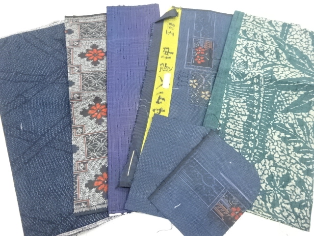 アンティーク　手織り紬はぎれ5種セット