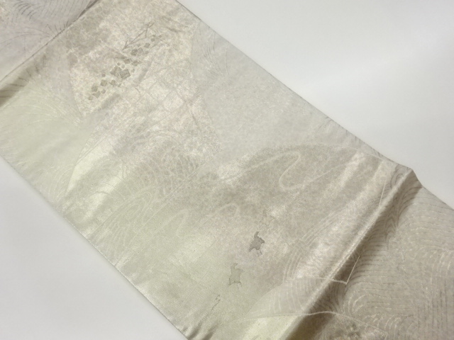 SALE!! JAPANESE KIMONO / VINTAGE NAGOYA OBI / WOVEN ROUGH WAVE & PLOVER PATTERN