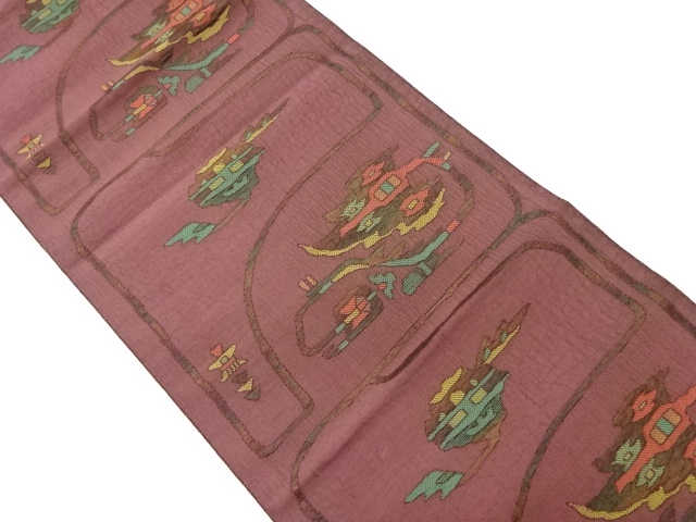 SALE!! JAPANESE KIMONO / VINTAGE NAGOYA OBI / CHIKUZEN HAKATA / WOVEN ABSTRACT