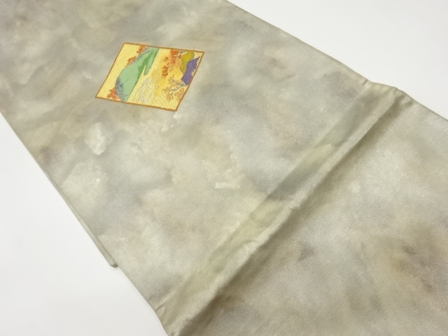 SALE!! JAPANESE KIMONO / VINTAGE FUKURO OBI / WOVEN MOUNTAINS & SHIKISHI PATTERN