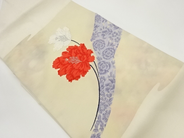 SALE!! JAPANESE KIMONO / VINTAGE NAGOYA OBI / WOVEN FLOWERS