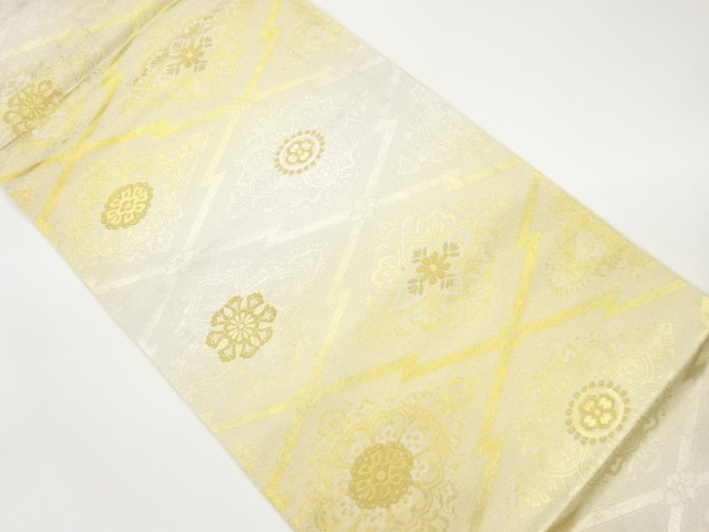 SALE!! JAPANESE KIMONO / VINTAGE FUKURO OBI / WOVEN MATSUKAWABISHI & FLOWER CREST