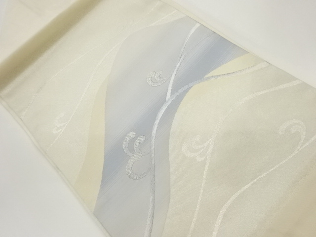 SALE!! JAPANESE KIMONO / VINTAGE NAGOYA OBI / WOVEN WAVY STRIPE & ABSTRACT WAVE