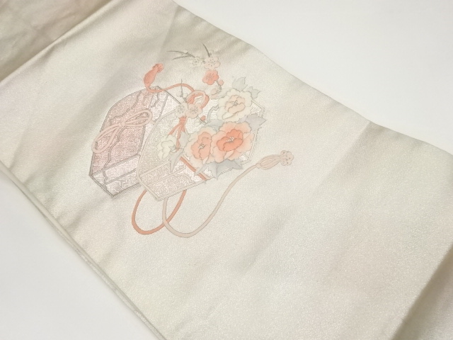 SALE!! JAPANESE KIMONO / VINTAGE NAGOYA OBI / EMBROIDERY / PEONY & UME BLOSSOM