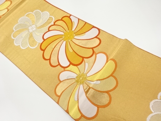 JAPANESE KIMONO / VINTAGE FUKURO OBI / WOVEN KIKU