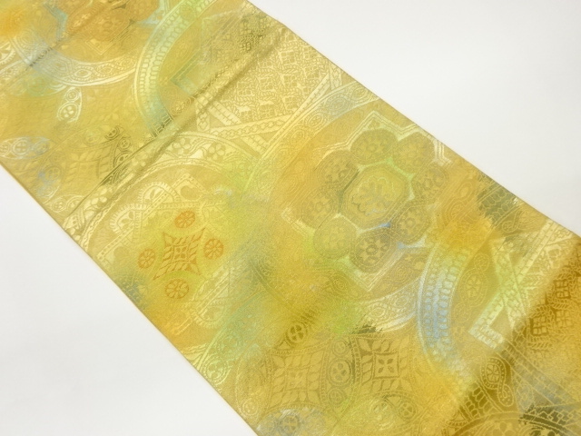 JAPANESE KIMONO / VINTAGE FUKURO OBI / WOVEN FLOWER CREST & SHIPPO PATTERN