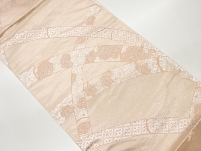 JAPANESE KIMONO / VINTAGE FUKURO OBI / WOVEN RHOMBUS & FLOWERS