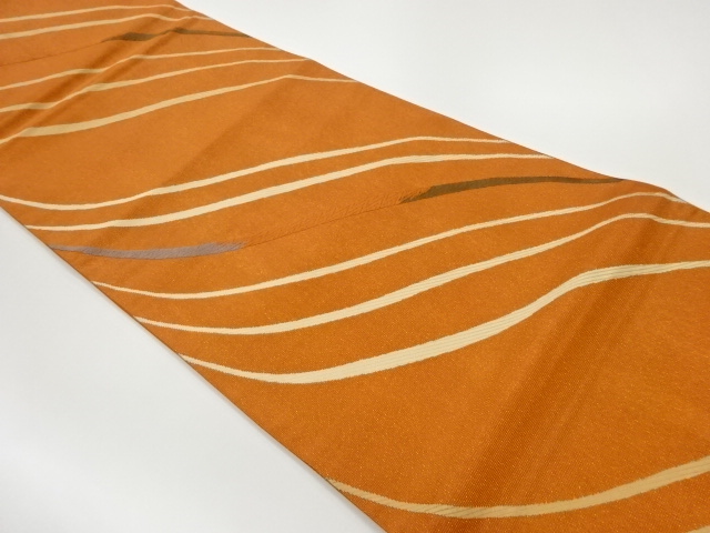 SALE!! JAPANESE KIMONO / VINTAGE FUKURO OBI / WOVEN WAVY STRIPE