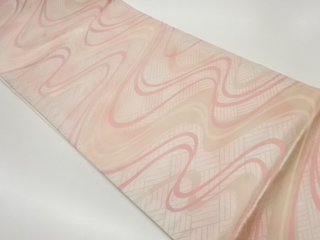 JAPANESE KIMONO / VINTAGE FUKURO OBI / WOVEN STREAM & RHOMBUS