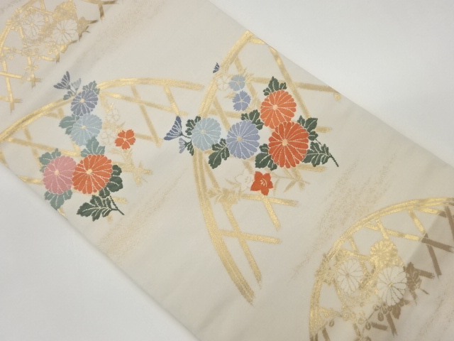 SALE!! JAPANESE KIMONO / VINTAGE NAGOYA OBI / WOVEN KIKU