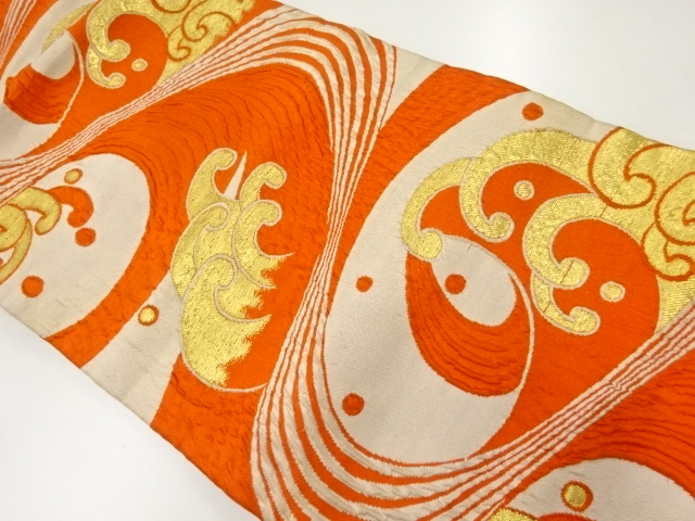 SALE!! JAPANESE KIMONO / ANTIQUE NAGOYA OBI / SILK / WOVEN ROUGH WAVES