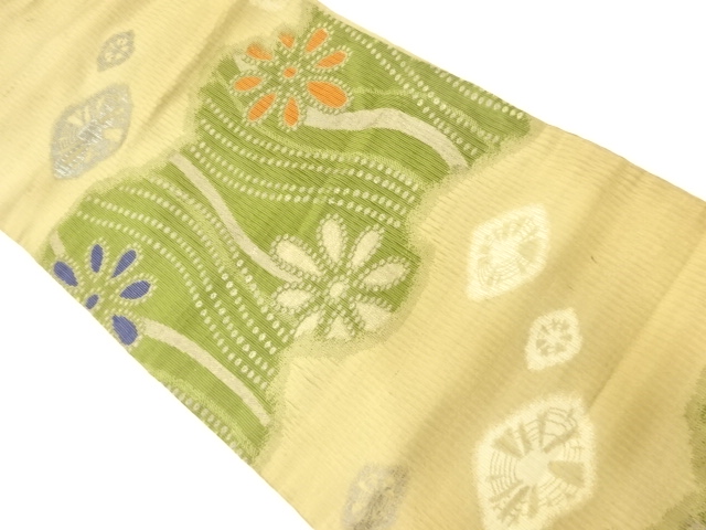 SALE!! JAPANESE KIMONO / ANTIQUE NAGOYA OBI / SILK / WOVEN FLOWERS