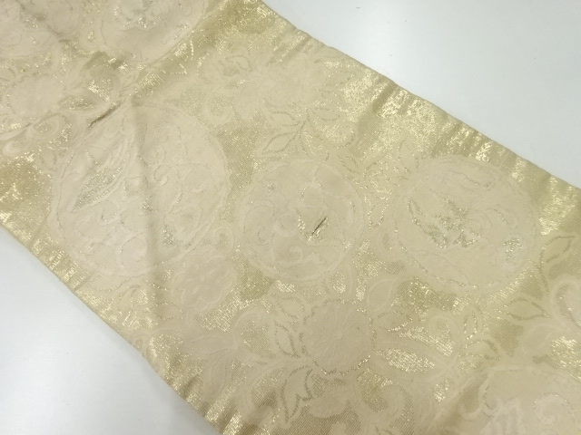 SALE!! JAPANESE KIMONO / ANTIQUE NAGOYA OBI / WOVEN FLORAL ARABESQUE
