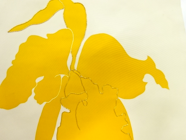 SALE!! JAPANESE KIMONO / ANTIQUE NAGOYA OBI / SILK / EMBROIDERY / SHIOZE / ORCHID