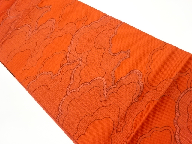 JAPANESE KIMONO / NAGOYA OBI / SILK / CHIKUZEN HAKATA / CLOUDS & CLASSICAL PATTERN