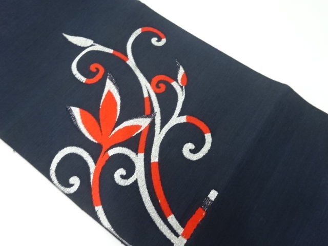 BBアンティークお仕立て上がり正絹名古屋帯 薄ベージュ地に桐唐草 