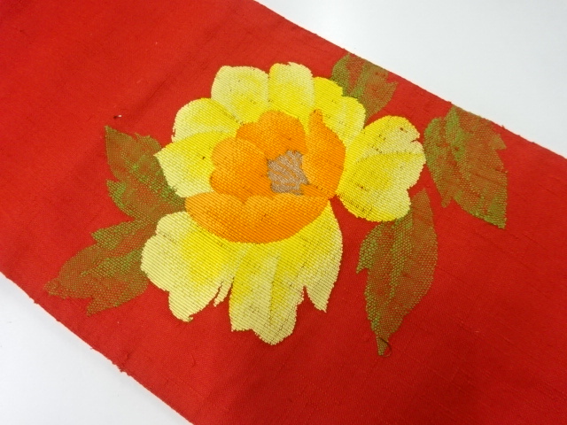 SALE!! JAPANESE KIMONO / ANTIQUE NAGOYA OBI / MAWATA TSUMUGI / SILK / WOVEN FLOWER