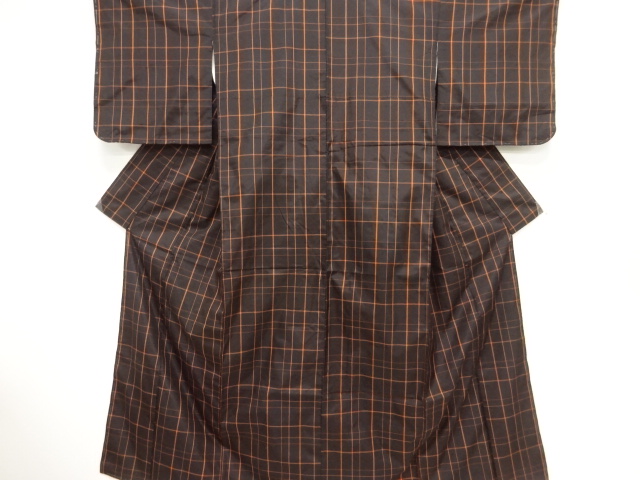 SALE!! JAPANESE KIMONO / ANTIQUE KIMONO / SILK / YONEZAWA TSUMUGI / WOVEN GRID