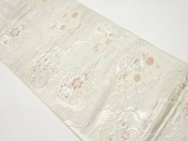 SALE!! JAPANESE KIMONO / VINTAGE FUKURO OBI / SILK / WOVEN FLOWERS