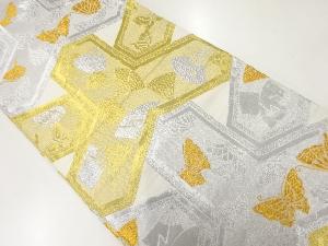 亀甲に花模様織出し袋帯 精し 材料 アンティーク 中古 着 売買された 