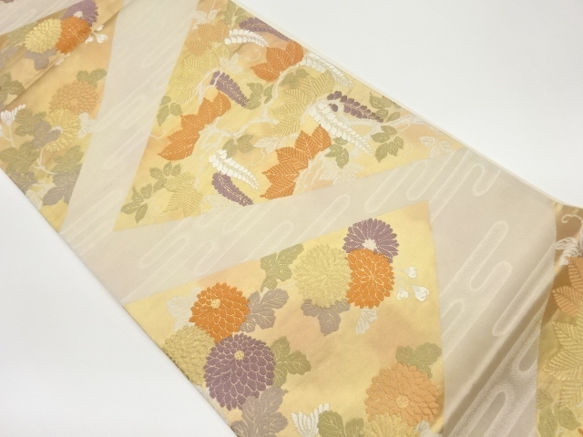 SALE!! JAPANESE KIMONO / VINTAGE FUKURO OBI / SILK / WOVEN FLOWERS
