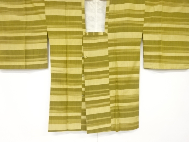 SALE!! JAPANESE KIMONO / ANTIQUE MICHIYUKI COAT / SILK / TSUMUGI / WOVEN STRIPE