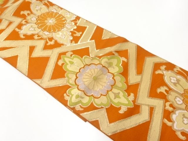 SALE!! JAPANESE KIMONO / ANTIQUE FUKURO OBI / SILK / WOVEN FLOWER & MATSUKAWABISHI