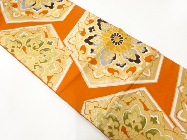 SALE!! JAPANESE KIMONO / ANTIQUE FUKURO OBI / SILK / WOVEN FLORAL CREST & KIKKO