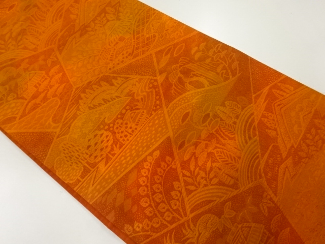 SALE!! JAPANESE KIMONO / ANTIQUE FUKURO OBI / SILK / WOVEN CENERY OF COUNTRYSIDE