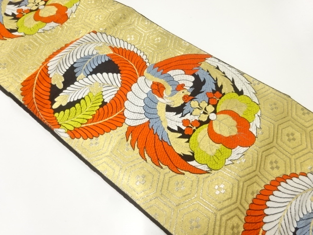 SALE!! JAPANESE KIMONO / ANTIQUE FUKURO OBI / WOVEN PHOENIX & PAULOWNIA