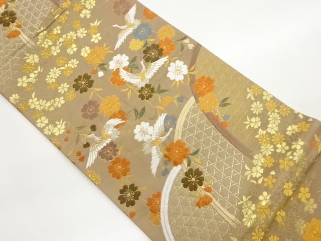 着物・帯 ] - 袋帯 光悦垣に枝垂れ桜・群鶴模様織出し袋帯 | 着物  