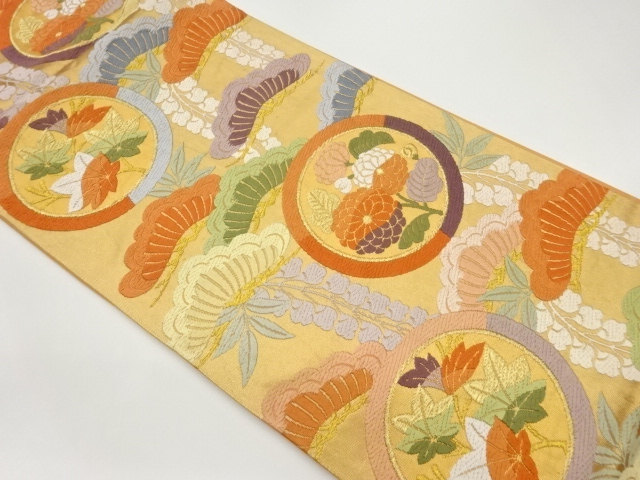SALE!! JAPANESE FUKURO OBI / KARA-ORI / WOVEN FLORAL PLANTS