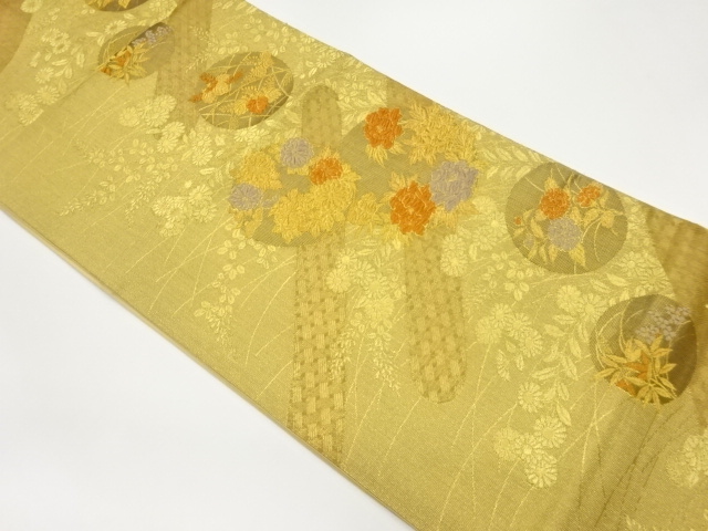 SALE!! JAPANESE FUKURO OBI / WOVEN PEONY