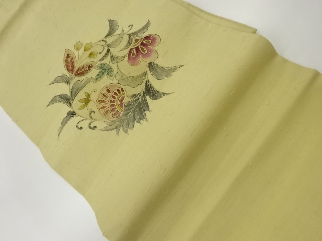 SALE!! JAPANESE NAGOYA OBI / HIGE TSUMUGI / KINSAI / FLOWER