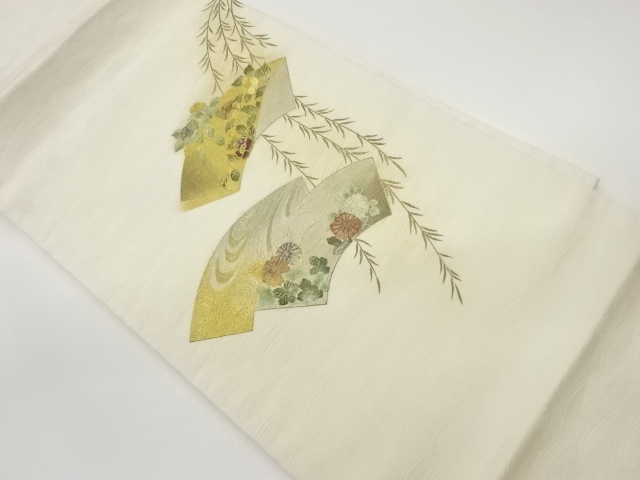 SALE!! JAPANESE NAGOYA OBI / KINSAI / SHELL INLAY / JIGAMI PATTERN